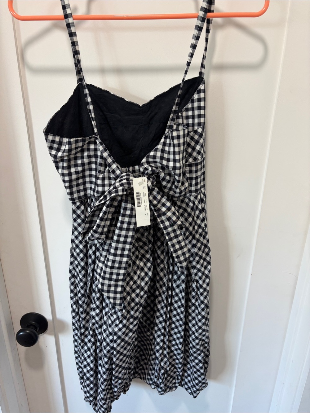 J. Crew Black & White Gingham Tie-Front Slip Dress